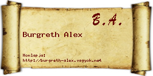 Burgreth Alex névjegykártya